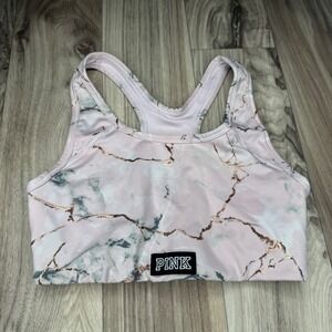 Victoria's Secret PINK Sports Bra Women Small Pink Marble Gold Ultimate 2737